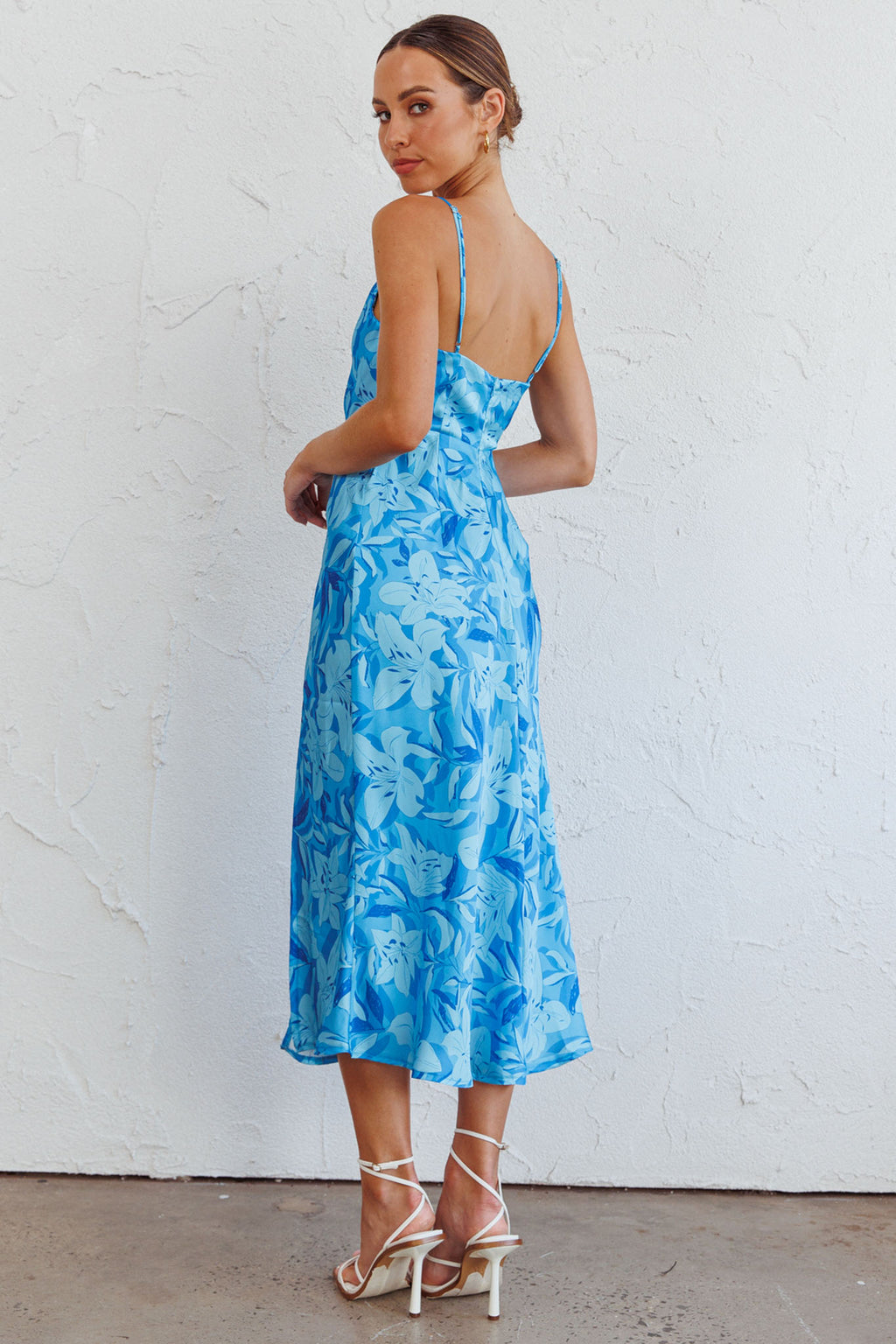 Suki Front Split Midi Dress Lily Blue by Selfie Leslie Australia