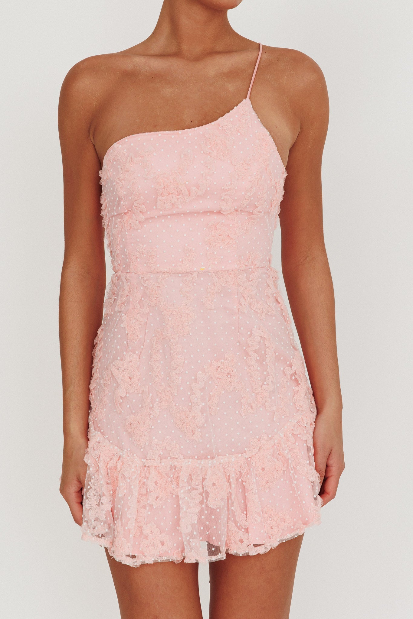 Lilah One Shoulder Embellished Dress Blush by Selfie Leslie Australia