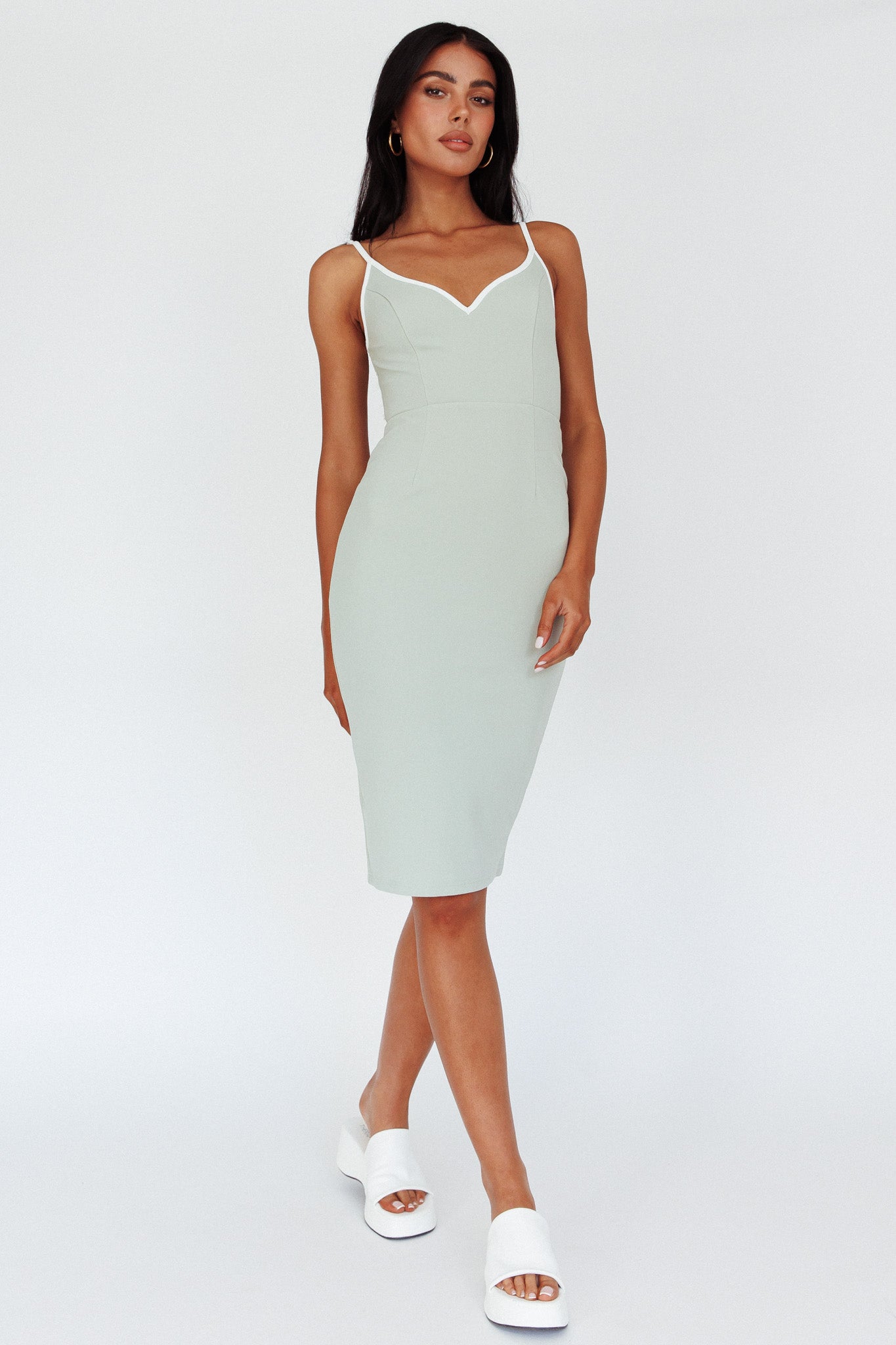 Kandis Low Back Midi Dress Sage by Selfie Leslie Australia