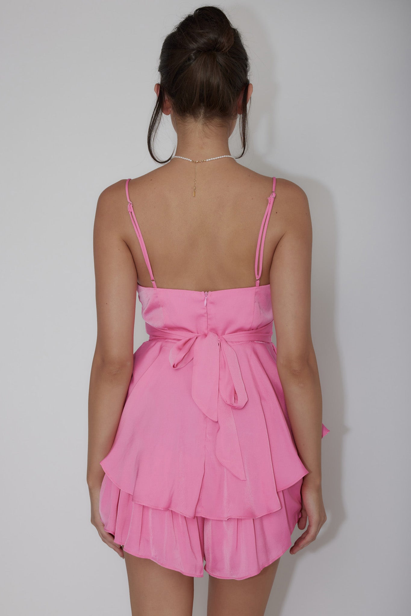 Well Versed Cowl Neck Flounce Romper Hot Pink by Selfie Leslie Australia