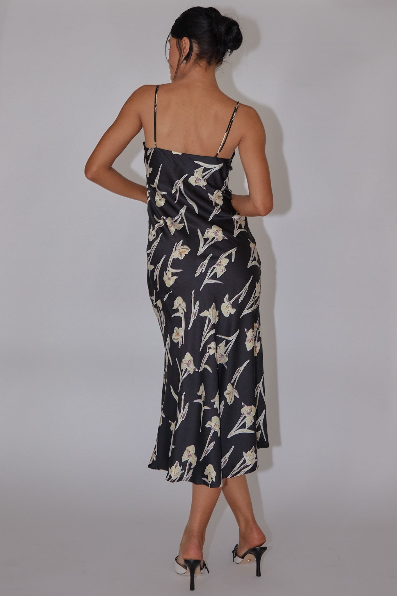 Well Versed Pleated Bust Front Split Dress Orchid Black by Selfie Leslie Australia