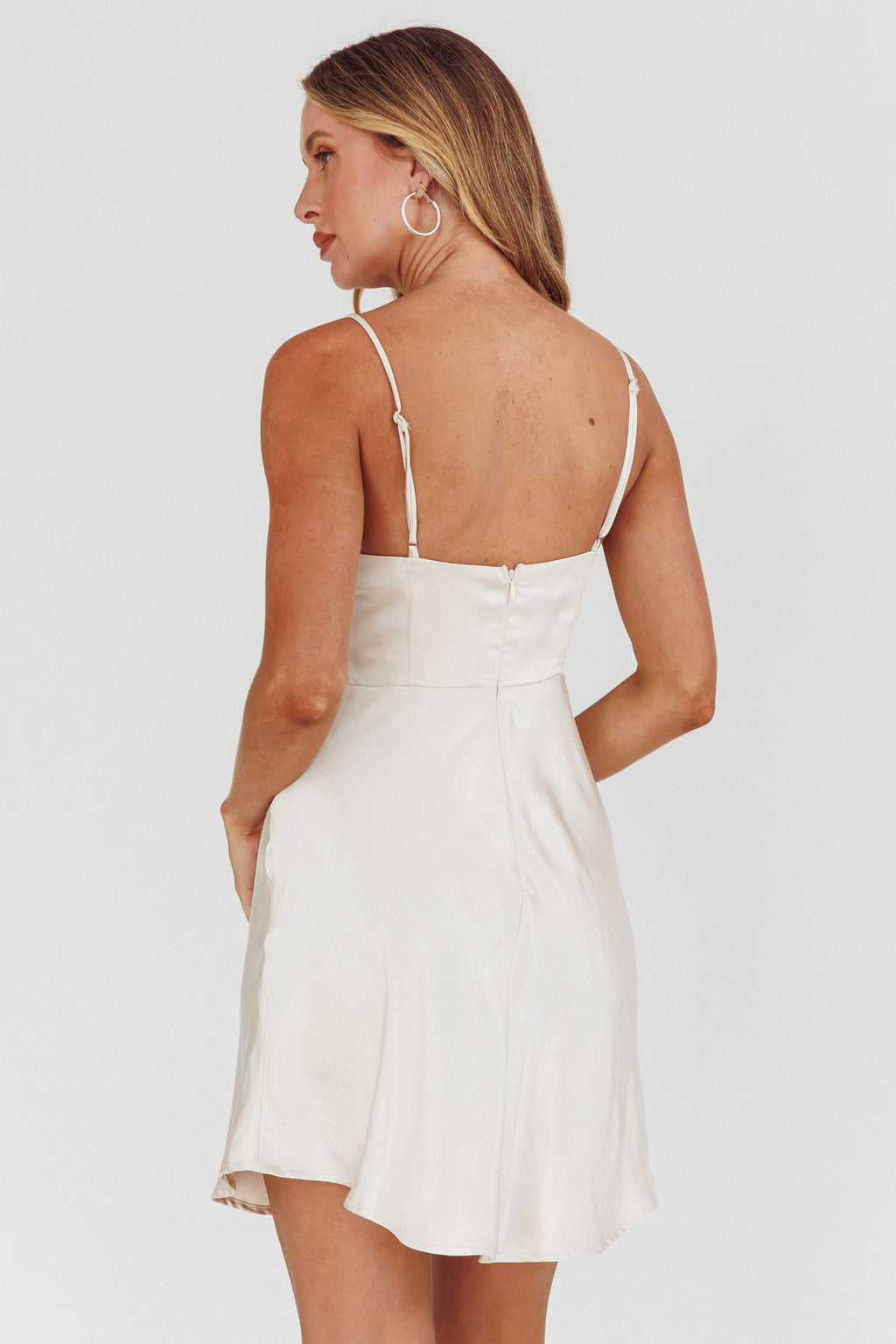 Well Versed Pleated Mini Dress Champagne by Selfie Leslie Australia