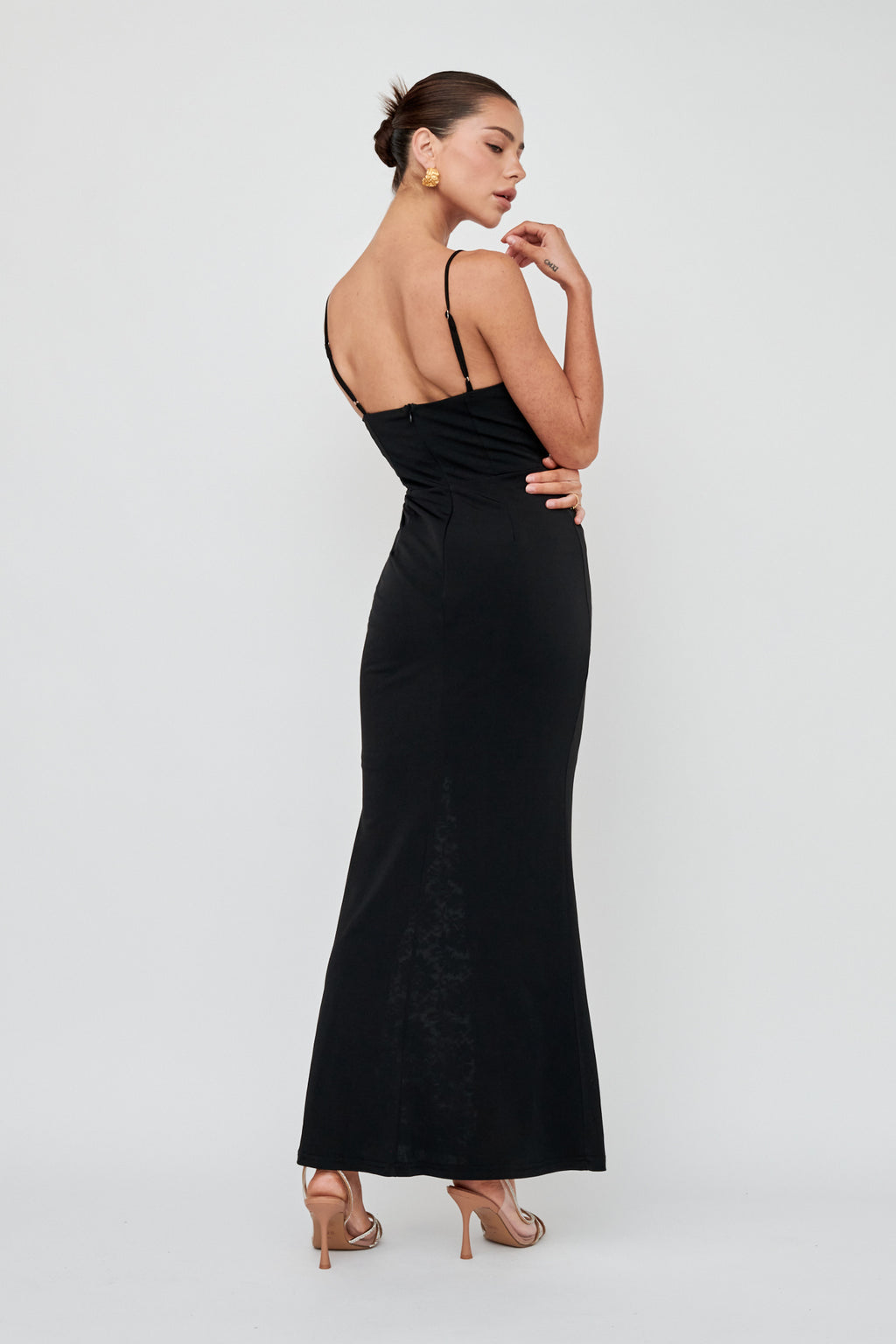 Well Versed Lace Split Maxi Dress Black by Selfie Leslie Australia