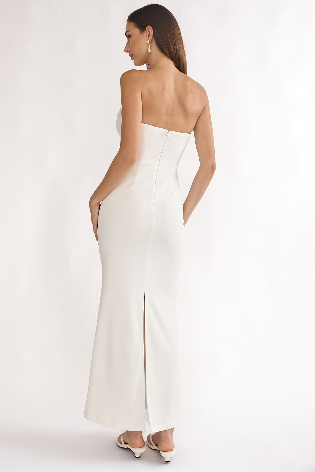 Well Versed Strapless Pleat Bust Maxi Dress White by Selfie Leslie Australia