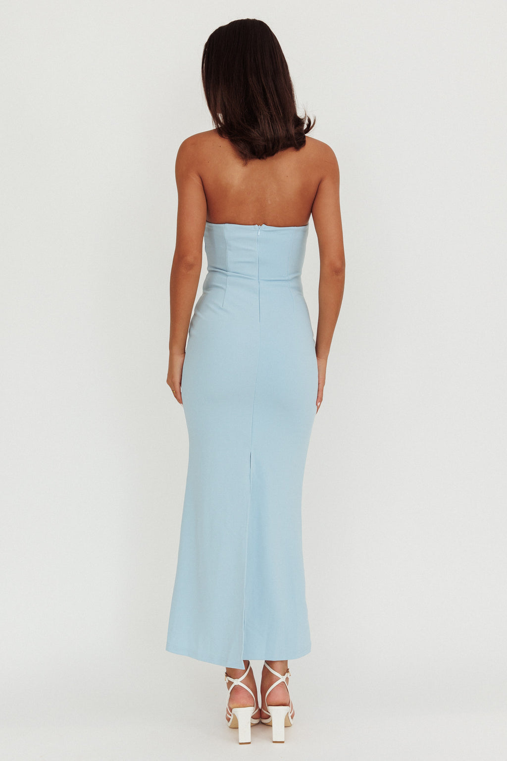 Well Versed Strapless Pleat Bust Maxi Dress Blue by Selfie Leslie Australia