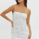 Atlanta Square Neckline Sequin Dress White/Silver