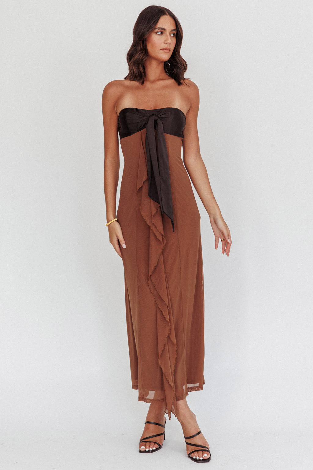 Keep Her Wild Strapless Tied Bust Dress Cedar by Selfie Leslie Australia
