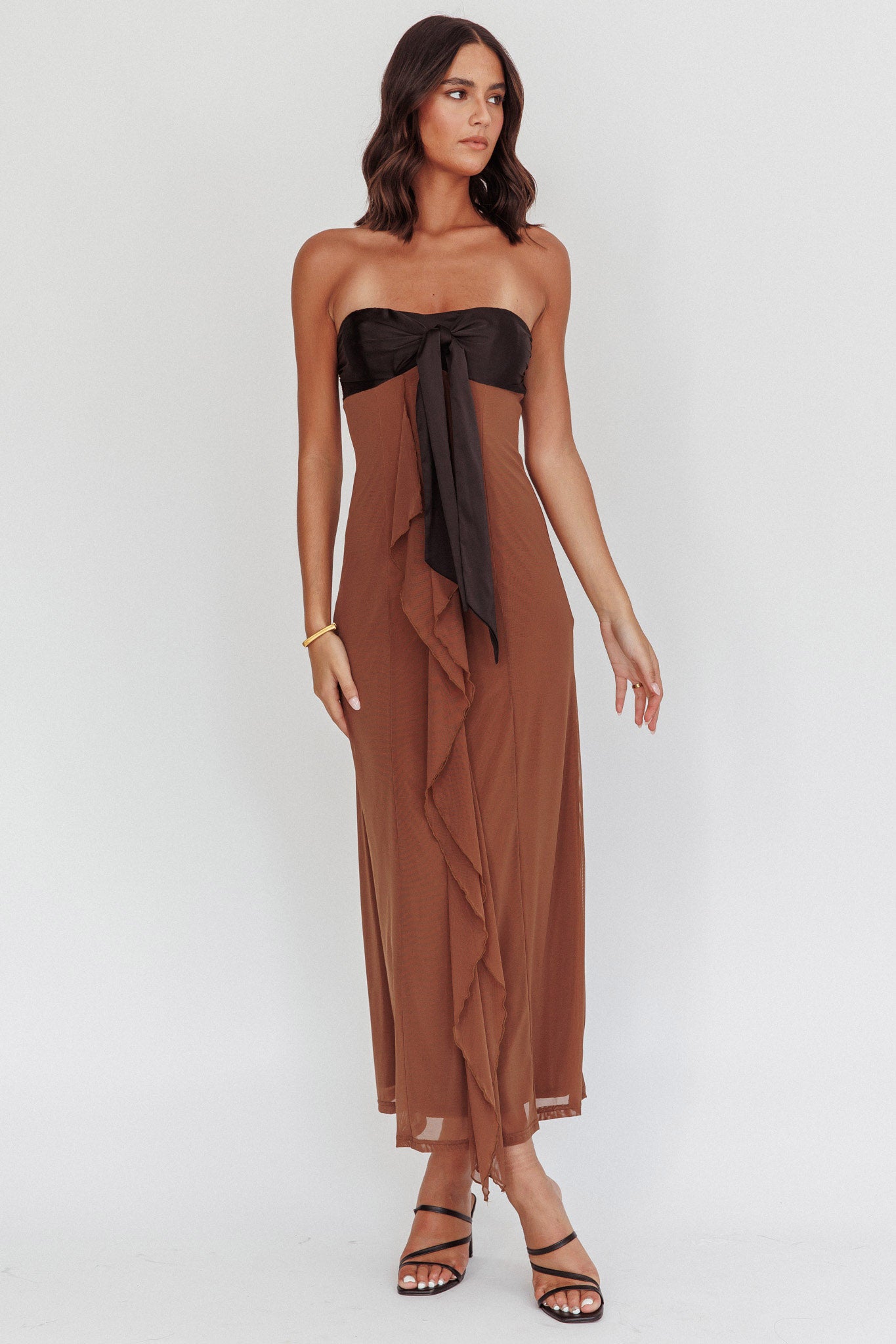 Keep Her Wild Strapless Tied Bust Dress Cedar by Selfie Leslie Australia