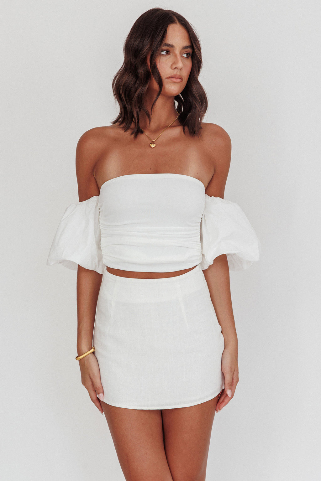 Summer Fridays Puff Sleeve Crop Top White by Selfie Leslie Australia