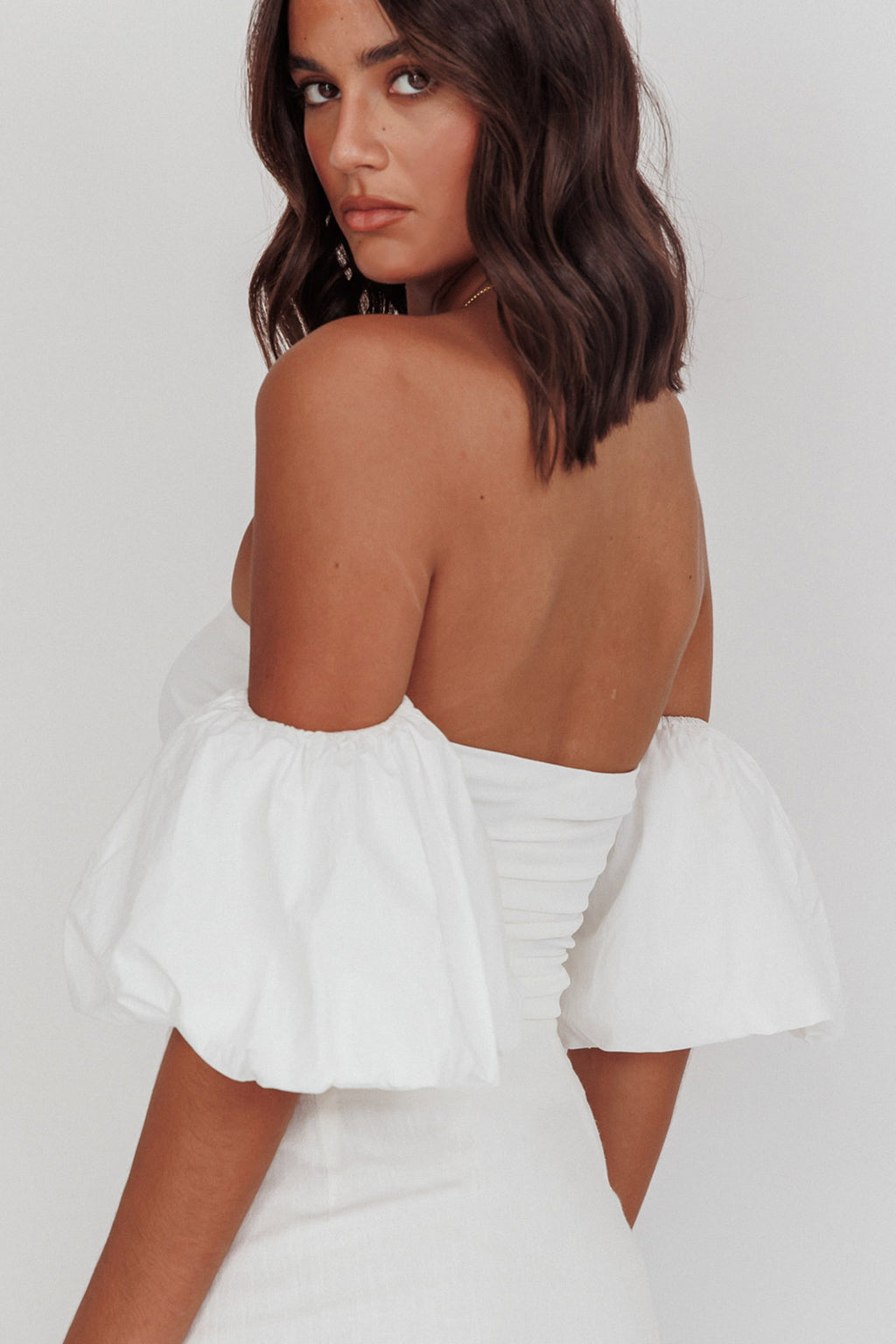 Summer Fridays Puff Sleeve Crop Top White by Selfie Leslie Australia