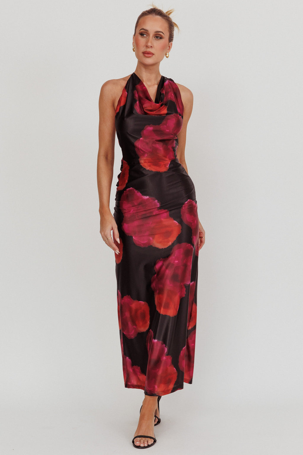 Lustrous Cowl Neck Maxi Dress Pink by Selfie Leslie Australia
