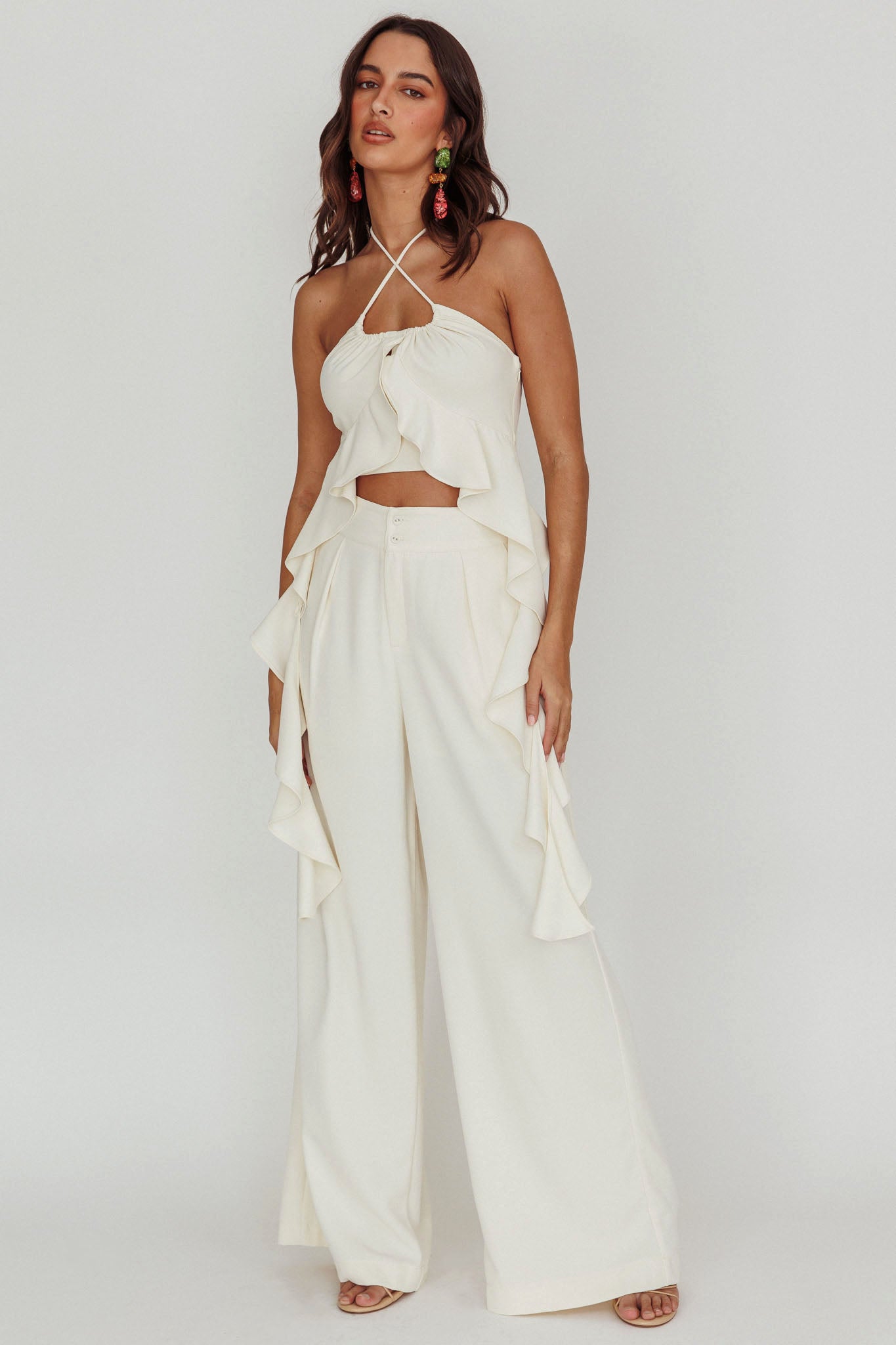 Songbird Wide Leg Pants Bone by Selfie Leslie Australia