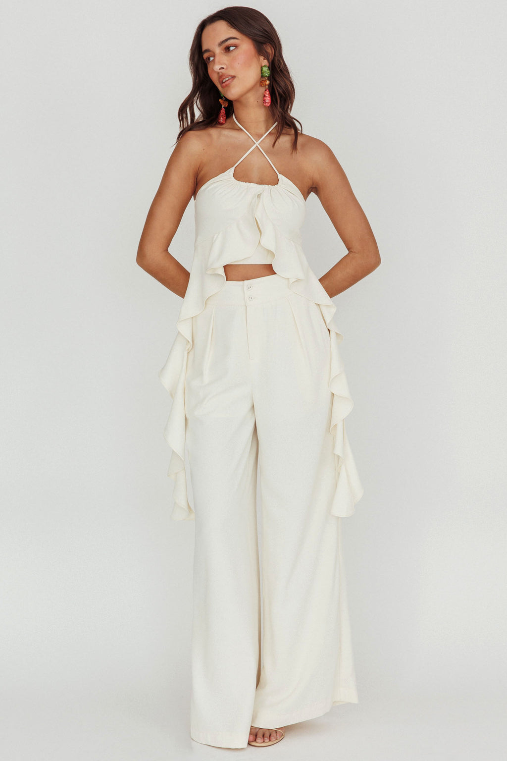 Songbird Wide Leg Pants Bone by Selfie Leslie Australia