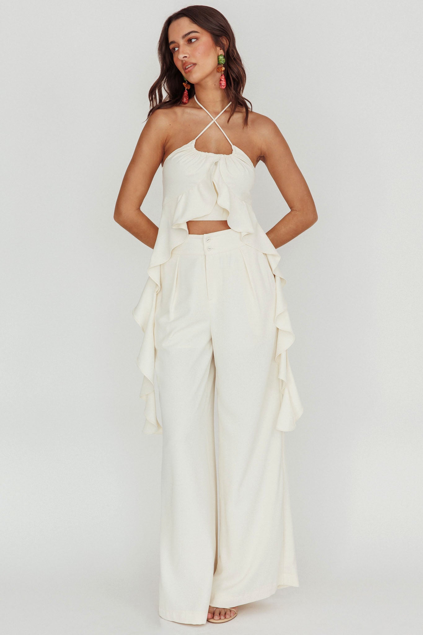 Songbird Wide Leg Pants Bone by Selfie Leslie Australia