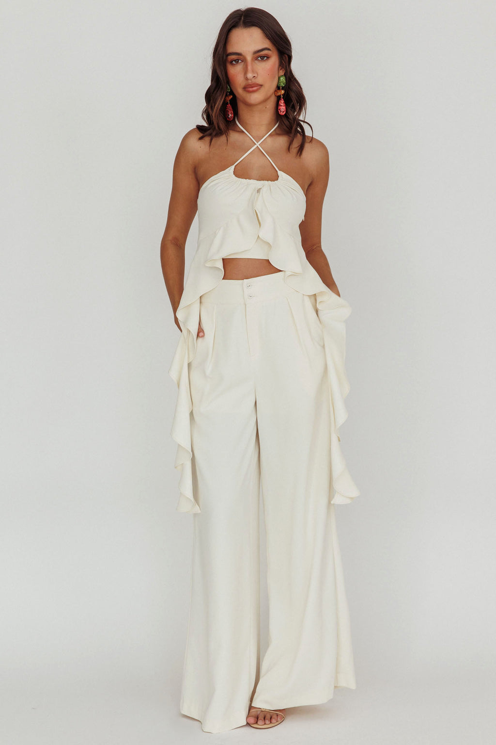 Songbird Wide Leg Pants Bone by Selfie Leslie Australia