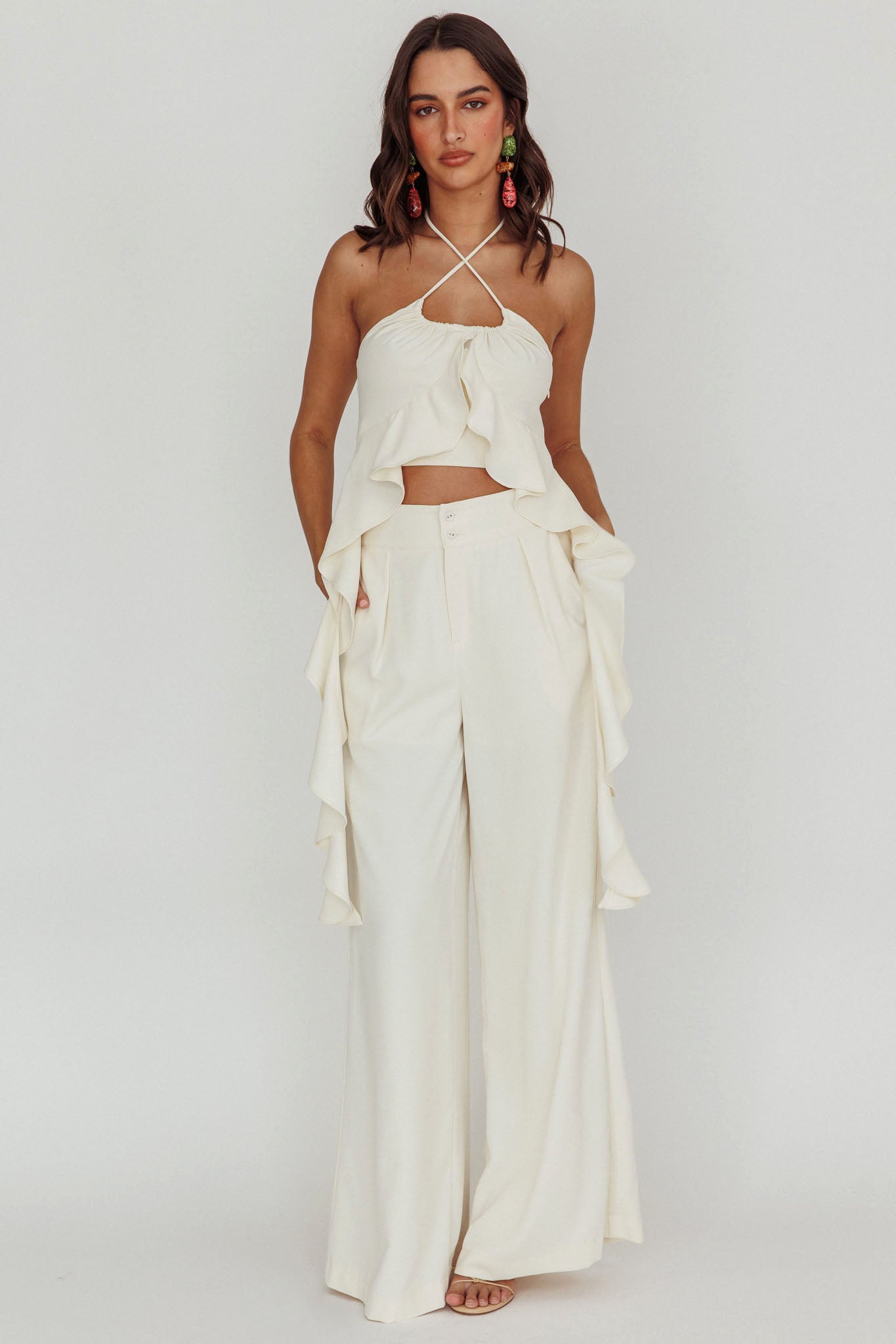 Songbird Wide Leg Pants Bone by Selfie Leslie Australia