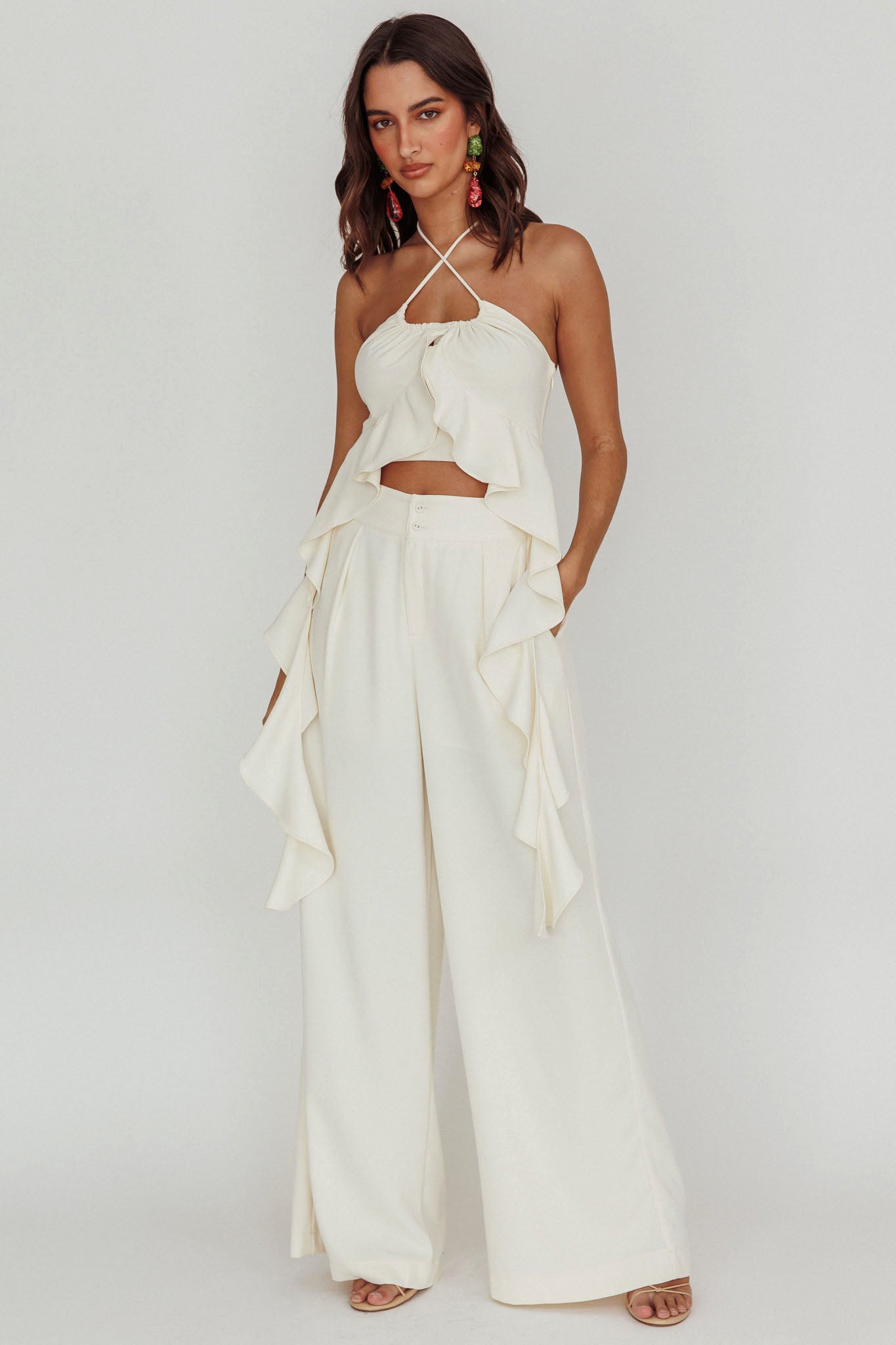 Songbird Halterneck Ruffle Cami Top by Selfie Leslie Australia