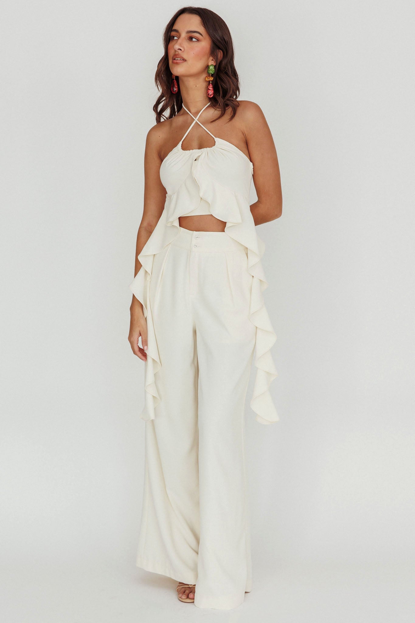 Songbird Halterneck Ruffle Cami Top by Selfie Leslie Australia