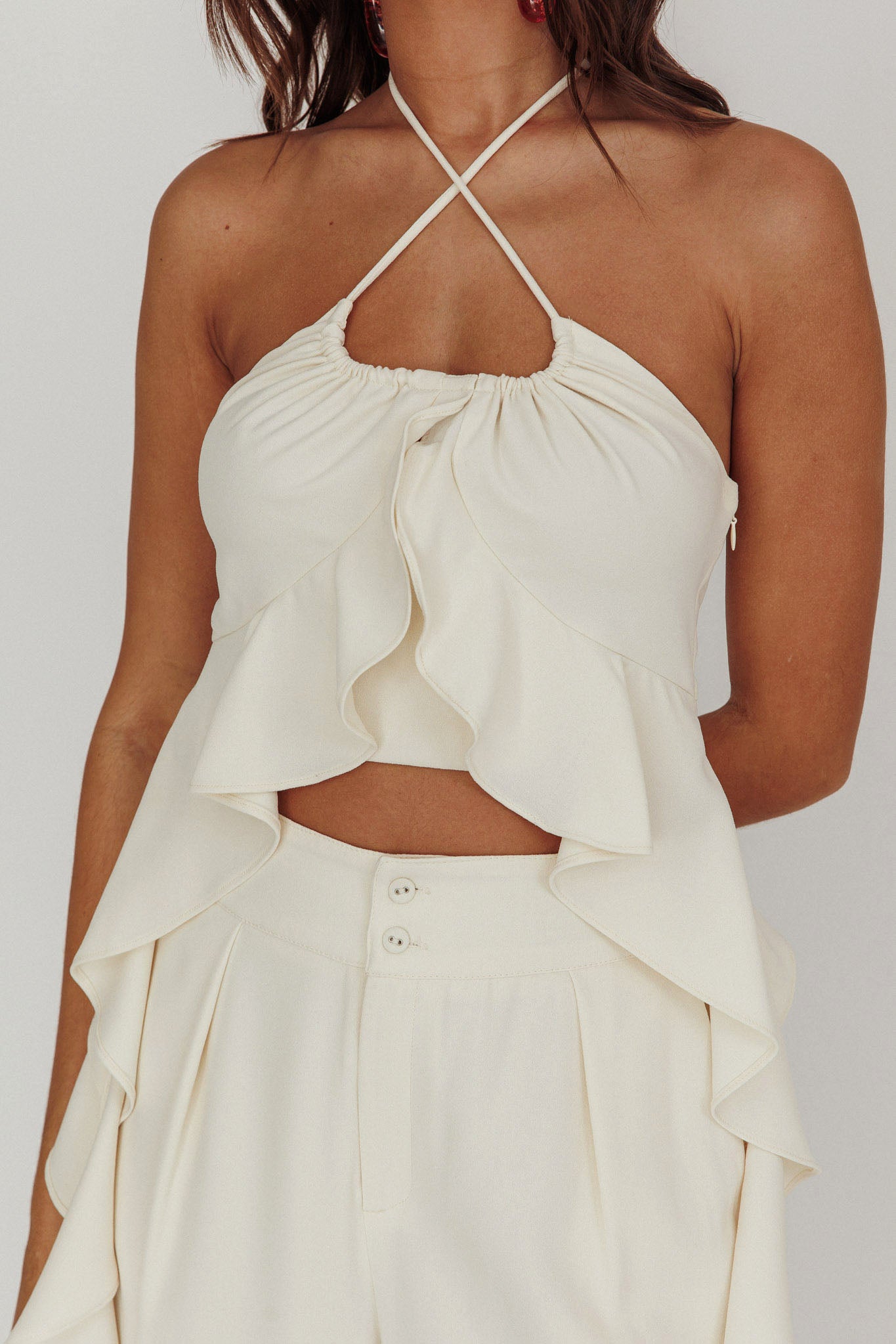 Songbird Halterneck Ruffle Cami Top by Selfie Leslie Australia