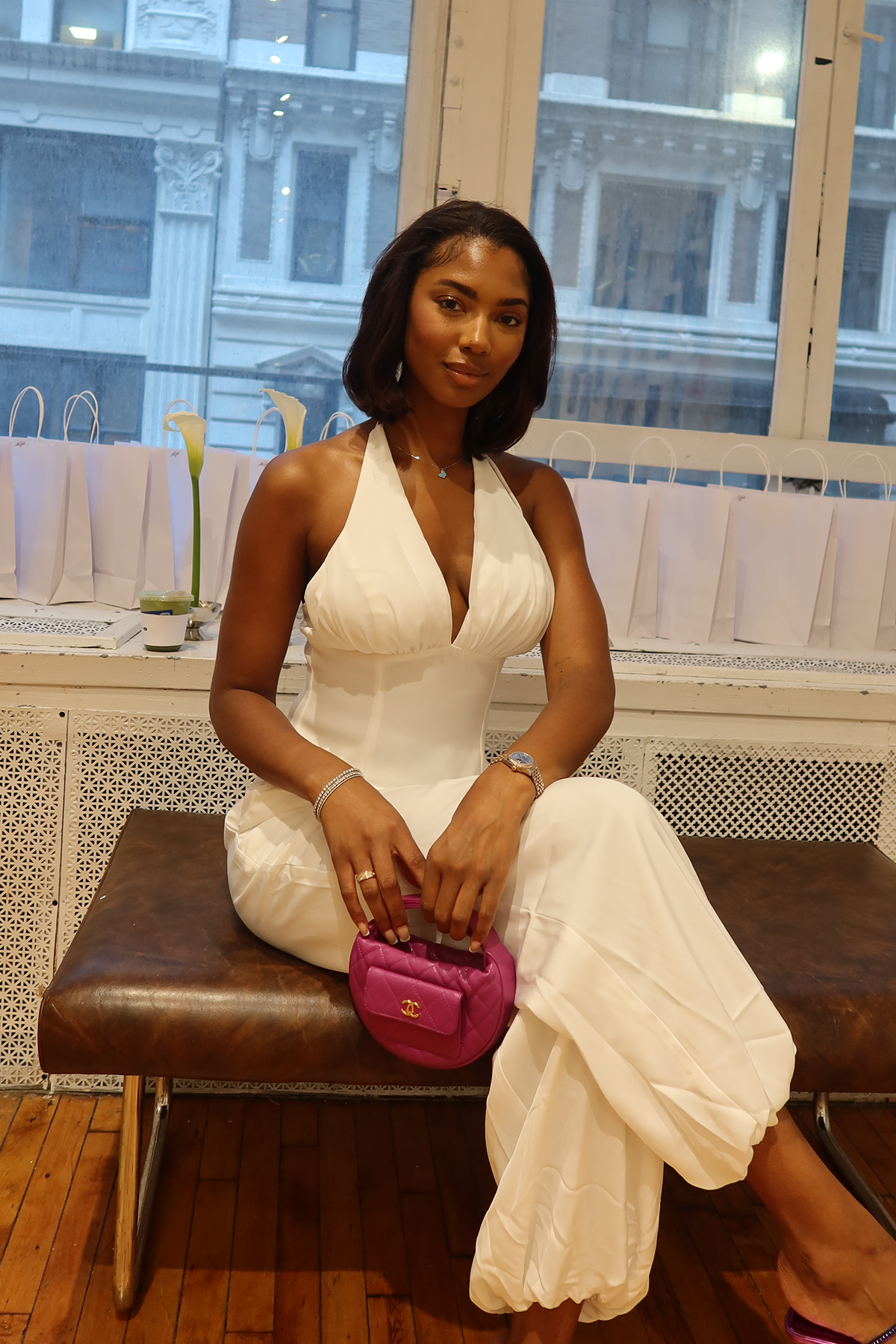 Kingston Plunge Halter Top White by Selfie Leslie Australia