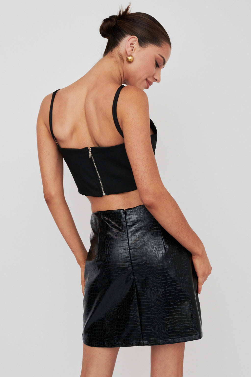 Darwin Embossed Mini Skirt Black by Selfie Leslie Australia