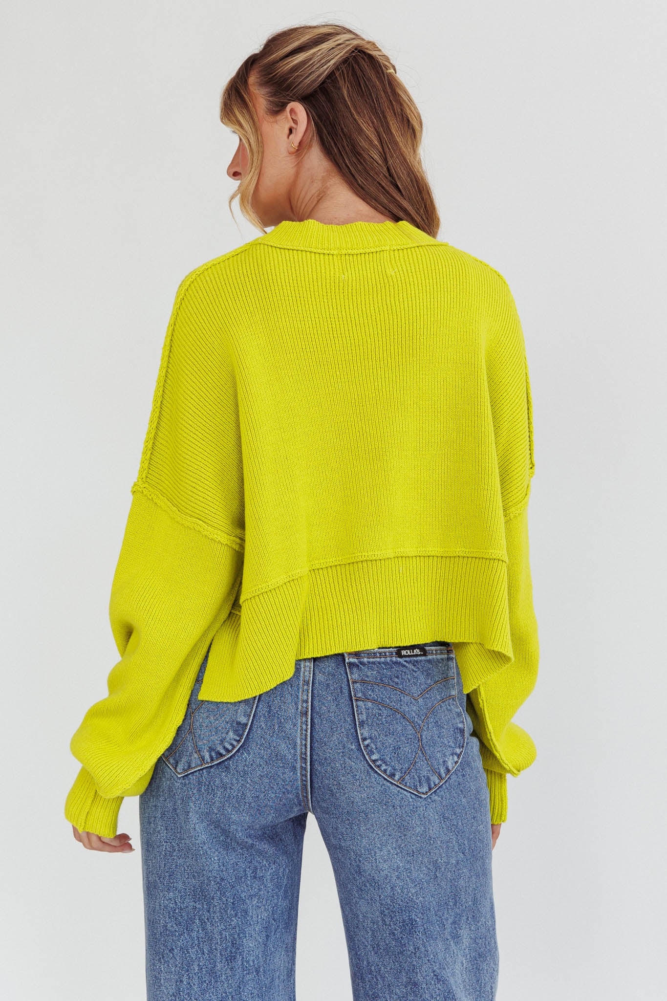 Morning Frost Crop Ribbed Knit Sweater Green by Selfie Leslie Australia