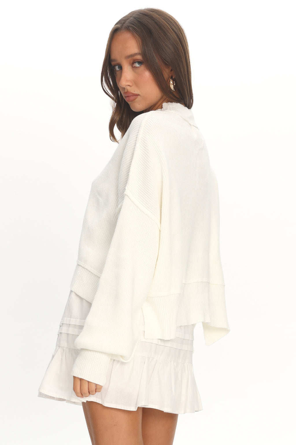 Morning Frost Crop Ribbed Knit Sweater White by Selfie Leslie Australia
