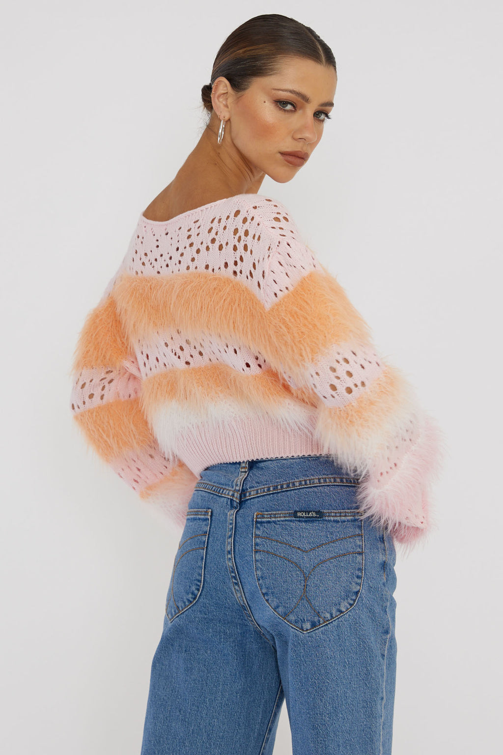 Borealis Fur Trim Knit Sweater Pink by Selfie Leslie Australia