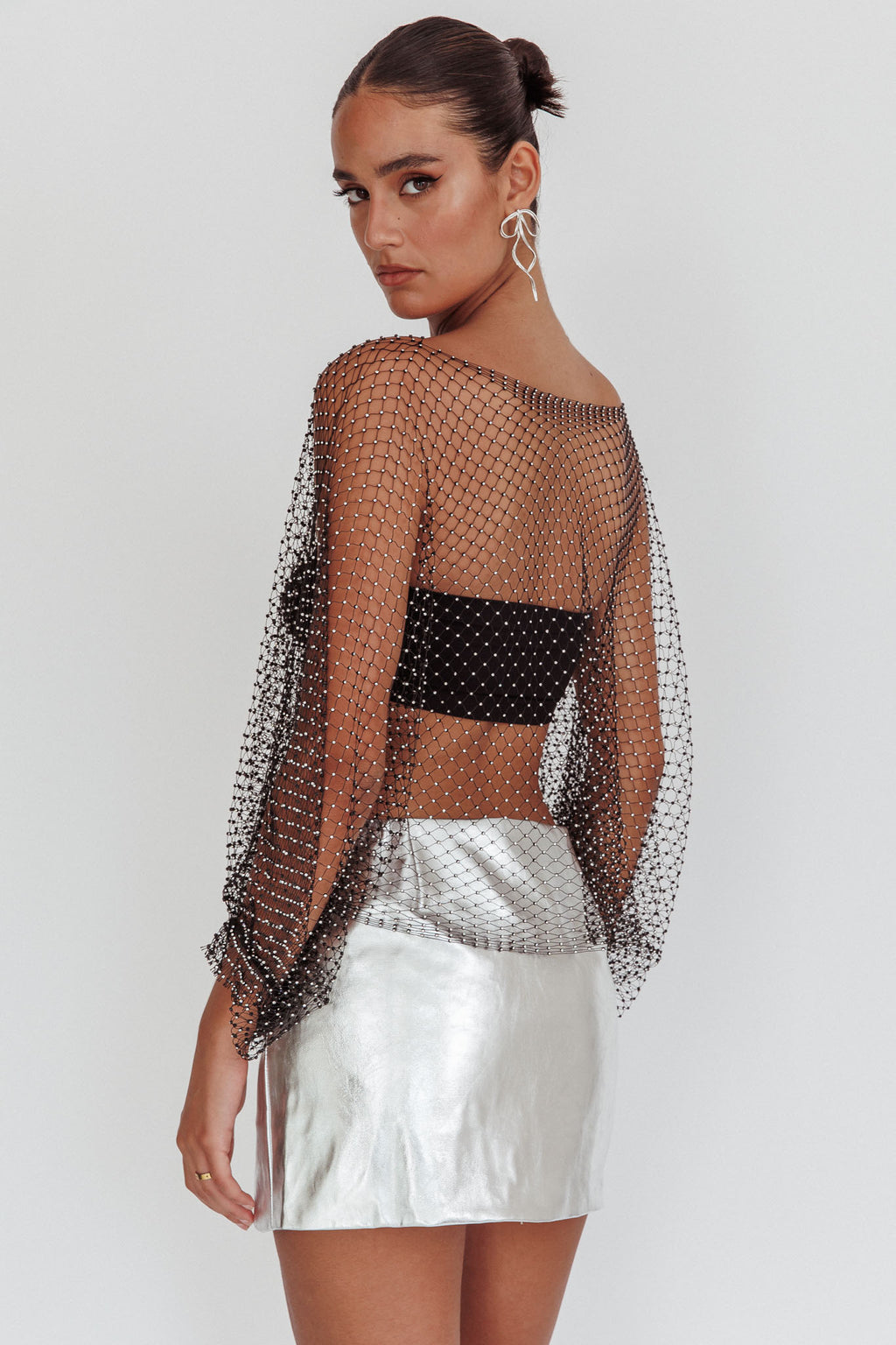 Drama, Drama Long Sleeve Fishnet Top Black by Selfie Leslie Australia