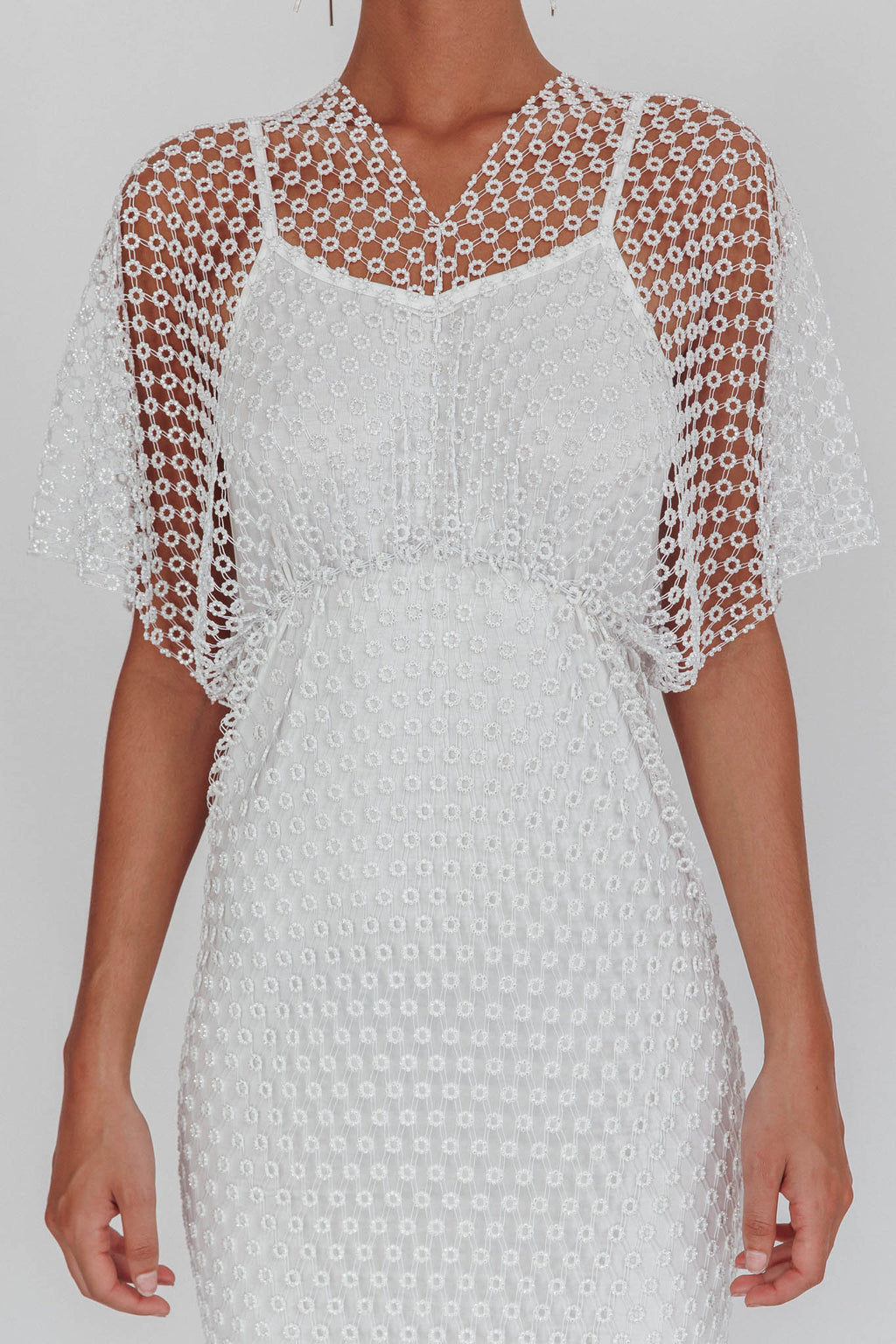 Astra Diamante Fishnet Midi Dress White by Selfie Leslie Australia