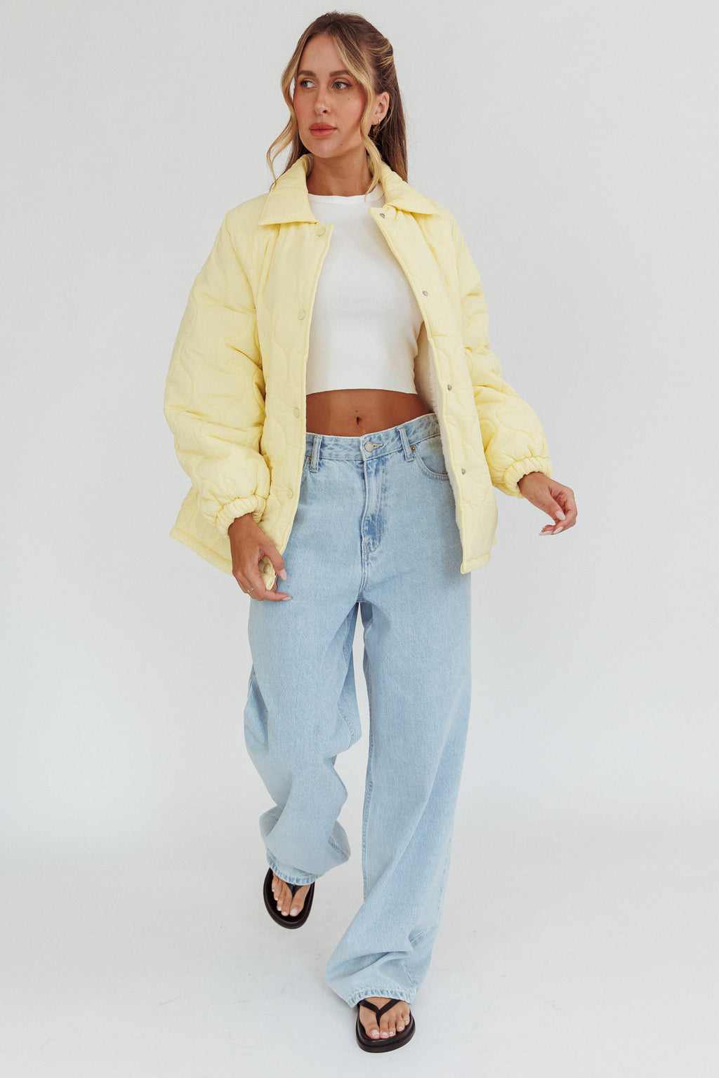 By The Fireplace Quilted Puffer Jacket Butter by Selfie Leslie Australia