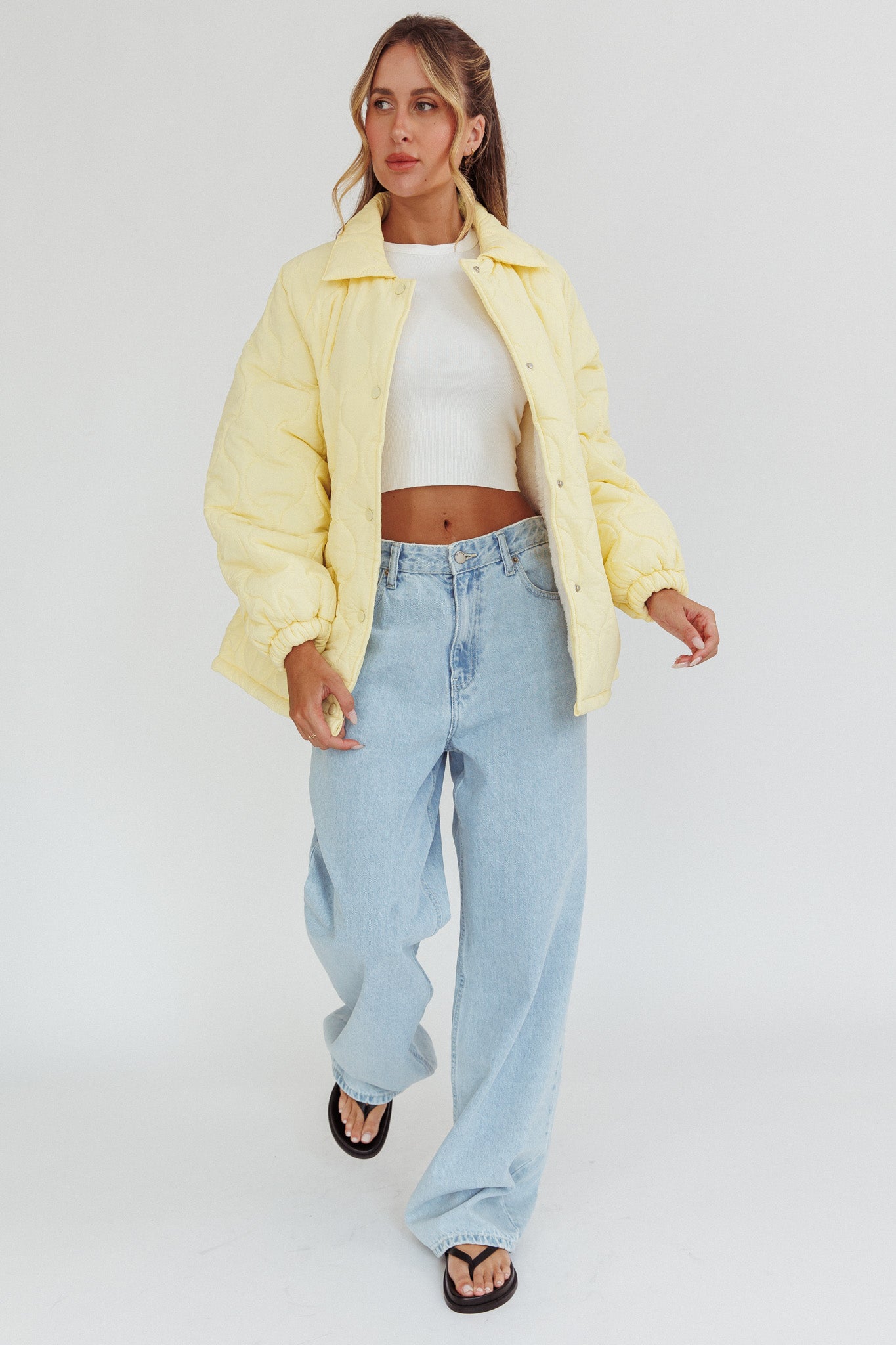 By The Fireplace Quilted Puffer Jacket Butter by Selfie Leslie Australia