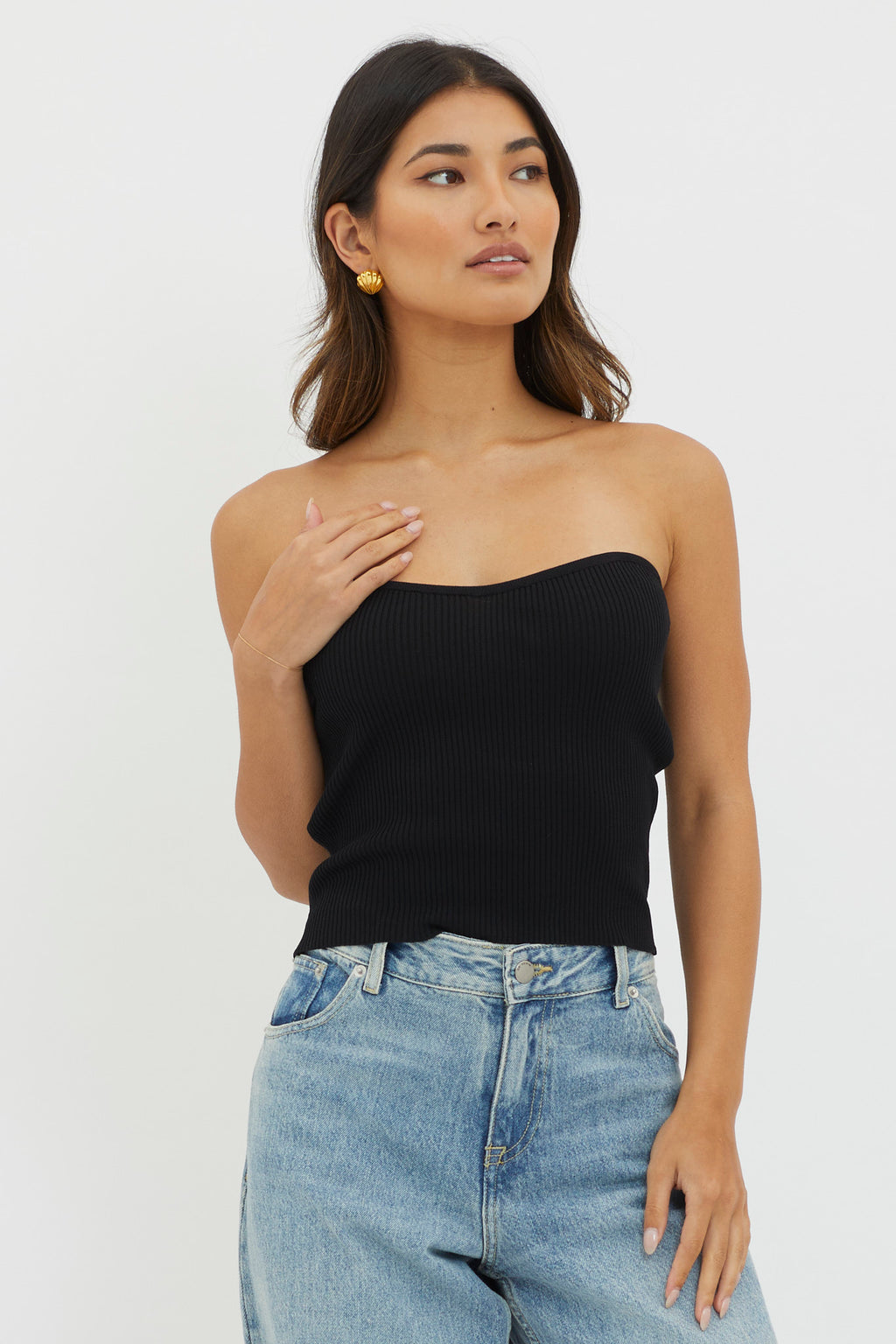 Flora Strapless Knit Top Black by Selfie Leslie Australia