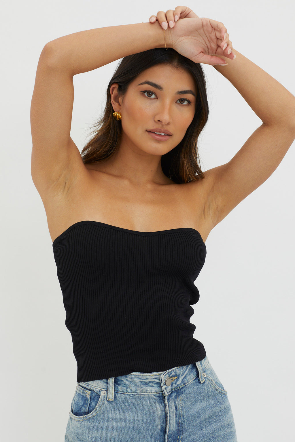 Flora Strapless Knit Top Black by Selfie Leslie Australia