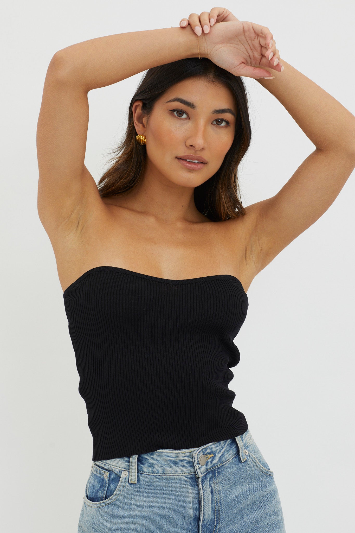 Flora Strapless Knit Top Black by Selfie Leslie Australia