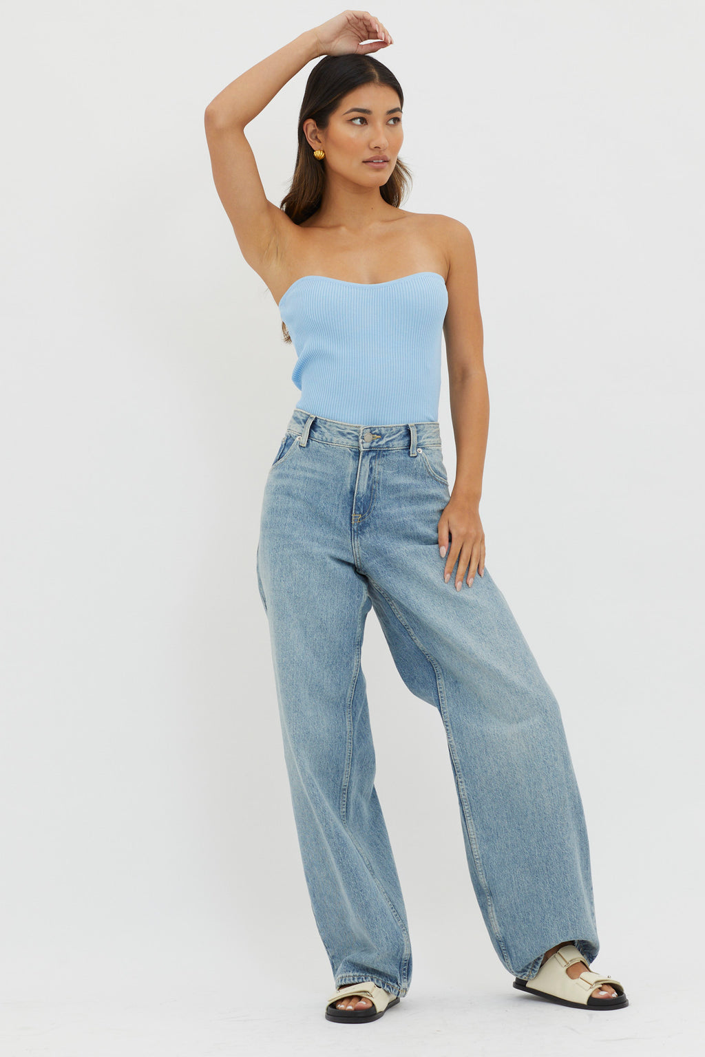Flora Strapless Knit Top Blue by Selfie Leslie Australia