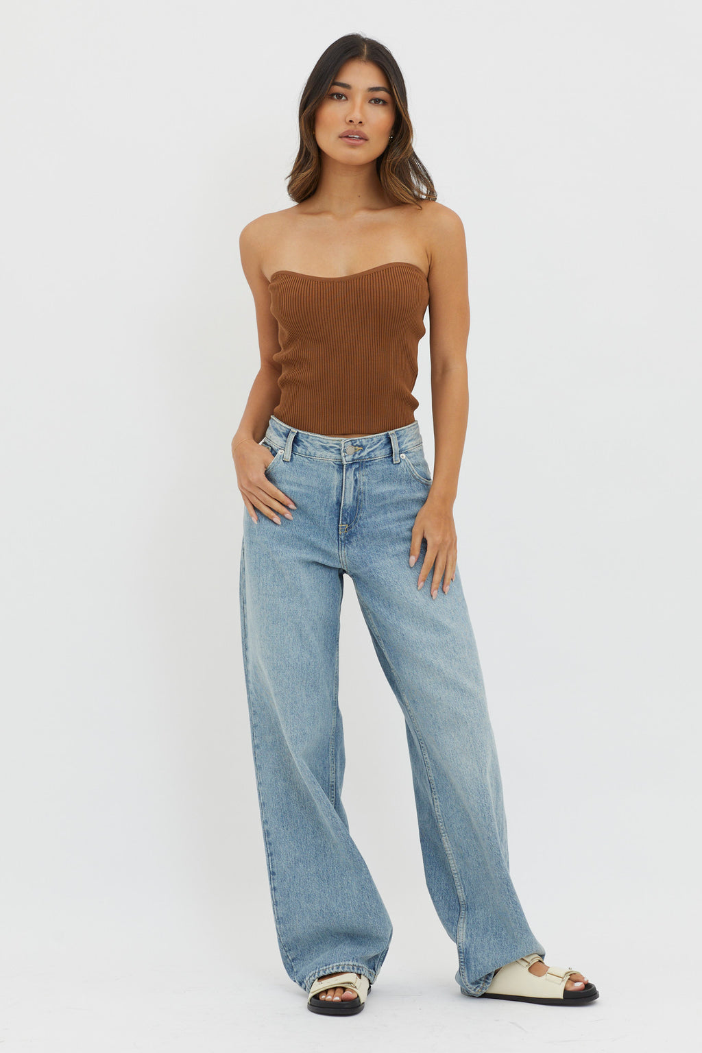 Flora Strapless Knit Top Chocolate by Selfie Leslie Australia
