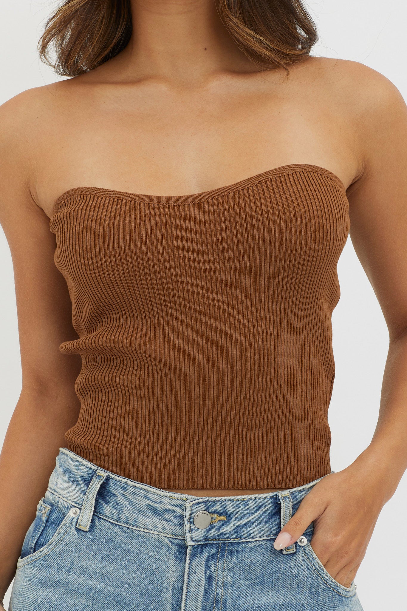 Flora Strapless Knit Top Chocolate by Selfie Leslie Australia