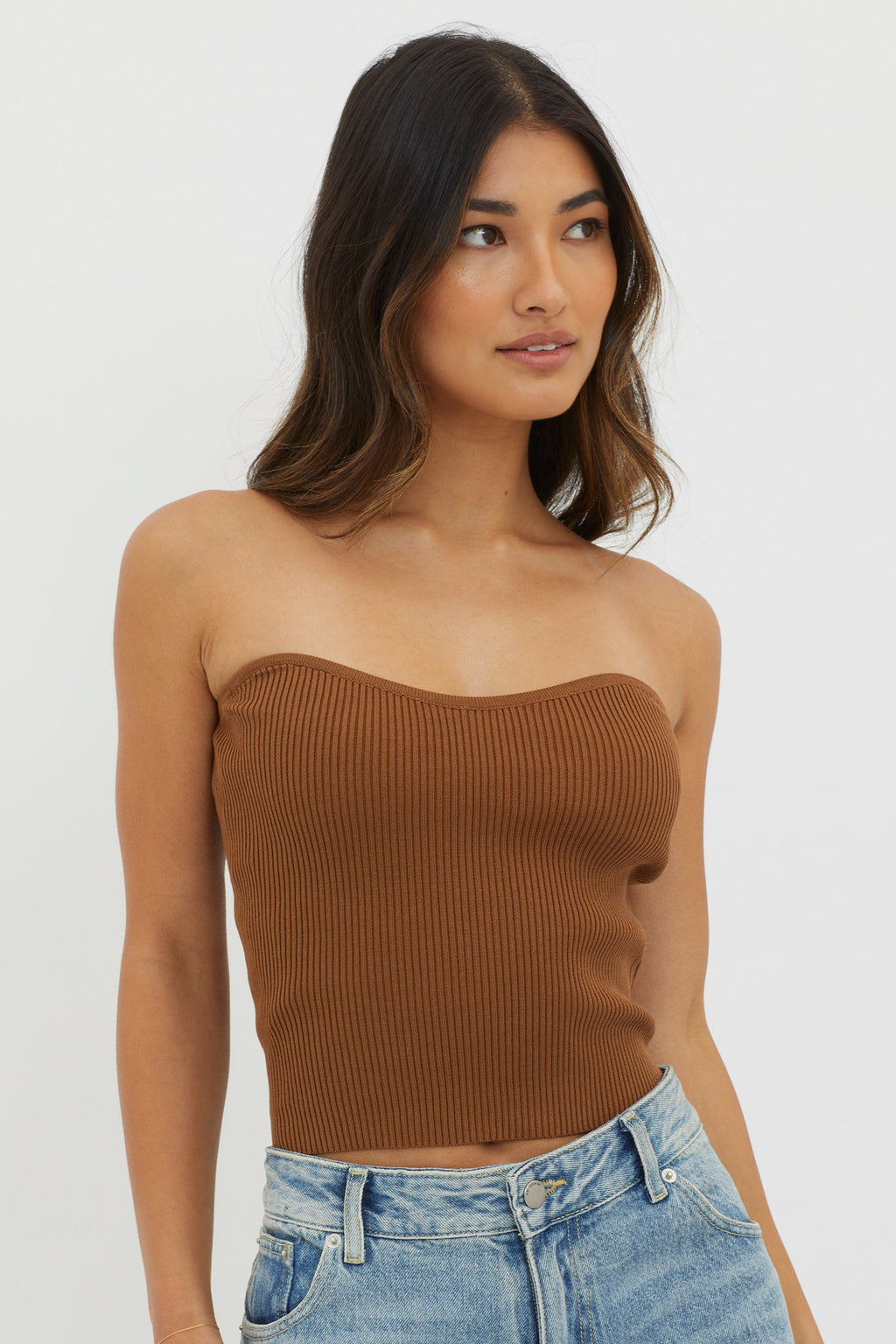 Flora Strapless Knit Top Chocolate by Selfie Leslie Australia