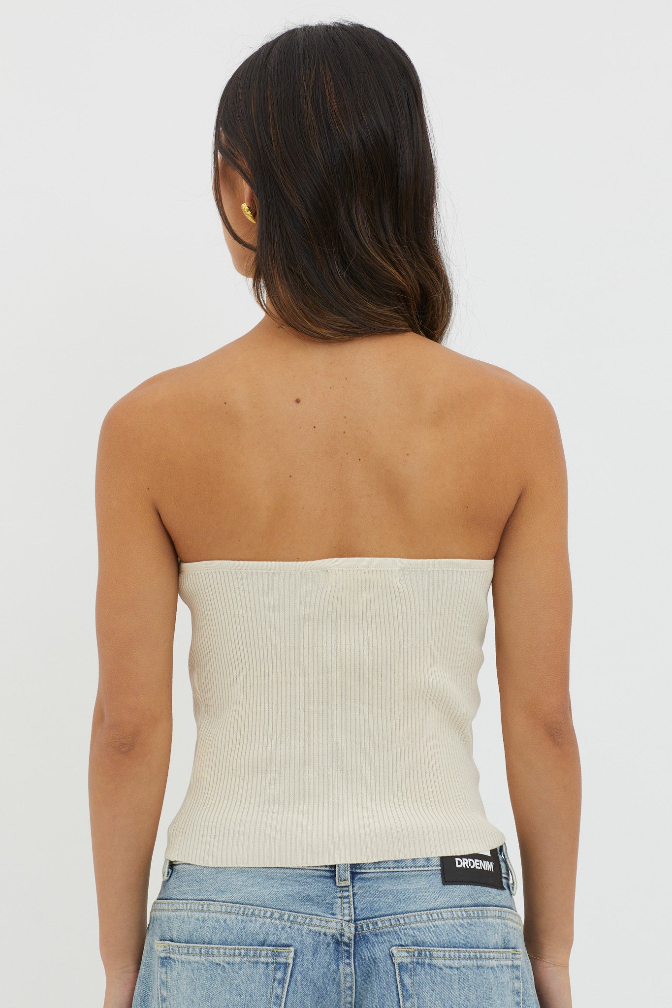 Flora Strapless Knit Top Cream by Selfie Leslie Australia