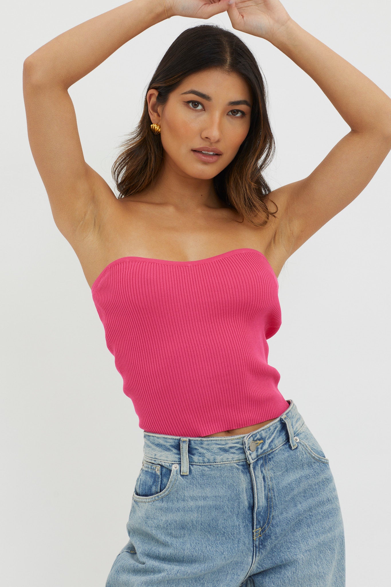 Flora Strapless Knit Top Hot Pink by Selfie Leslie Australia