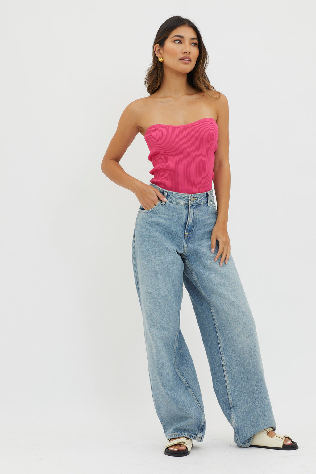 Flora Strapless Knit Top Hot Pink by Selfie Leslie Australia