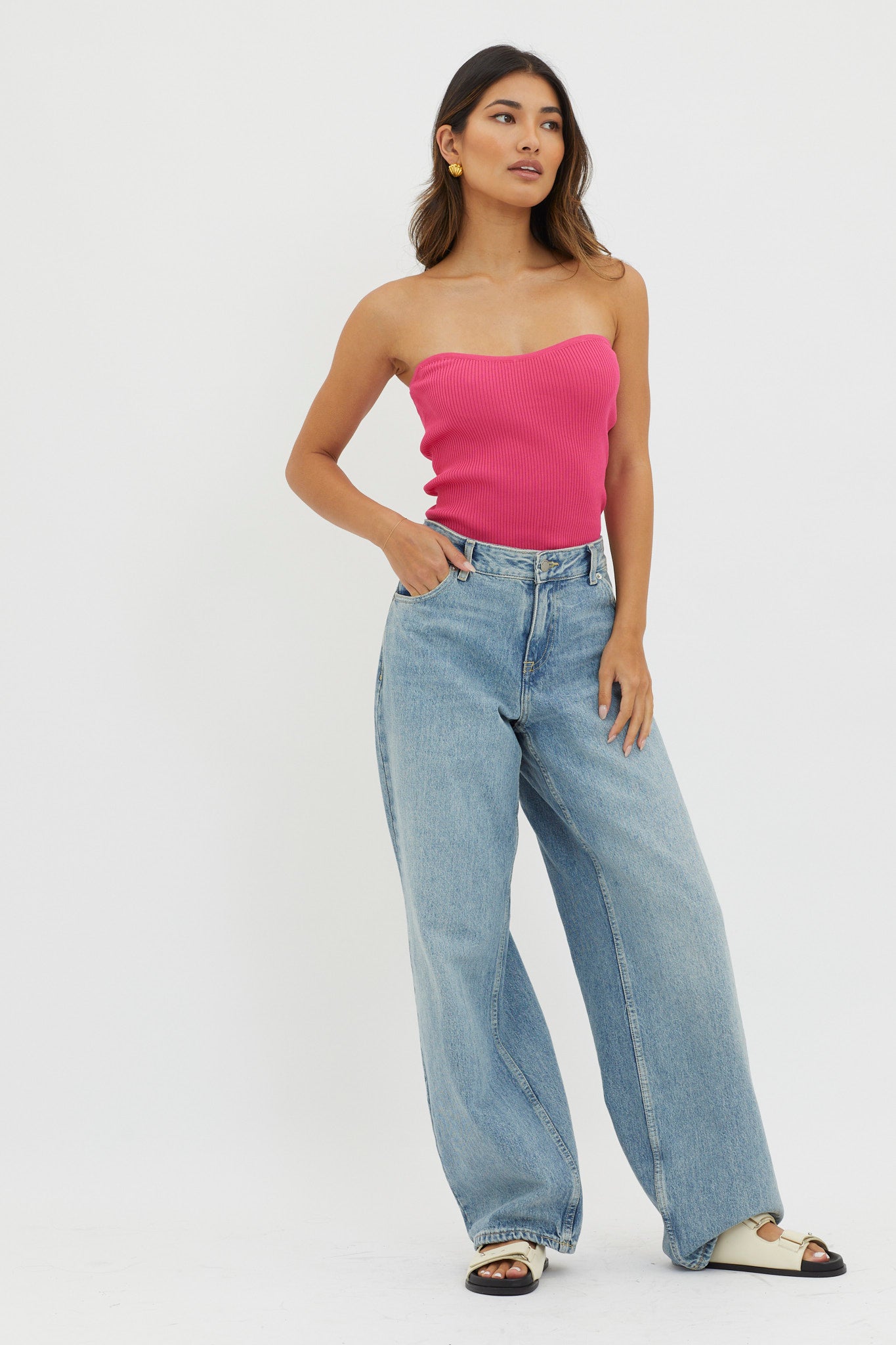 Flora Strapless Knit Top Hot Pink by Selfie Leslie Australia