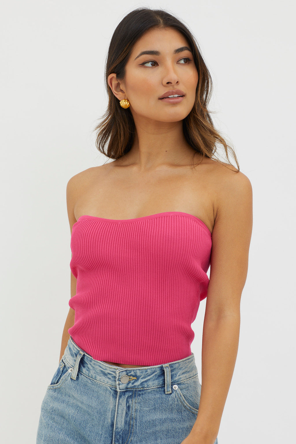 Flora Strapless Knit Top Hot Pink by Selfie Leslie Australia