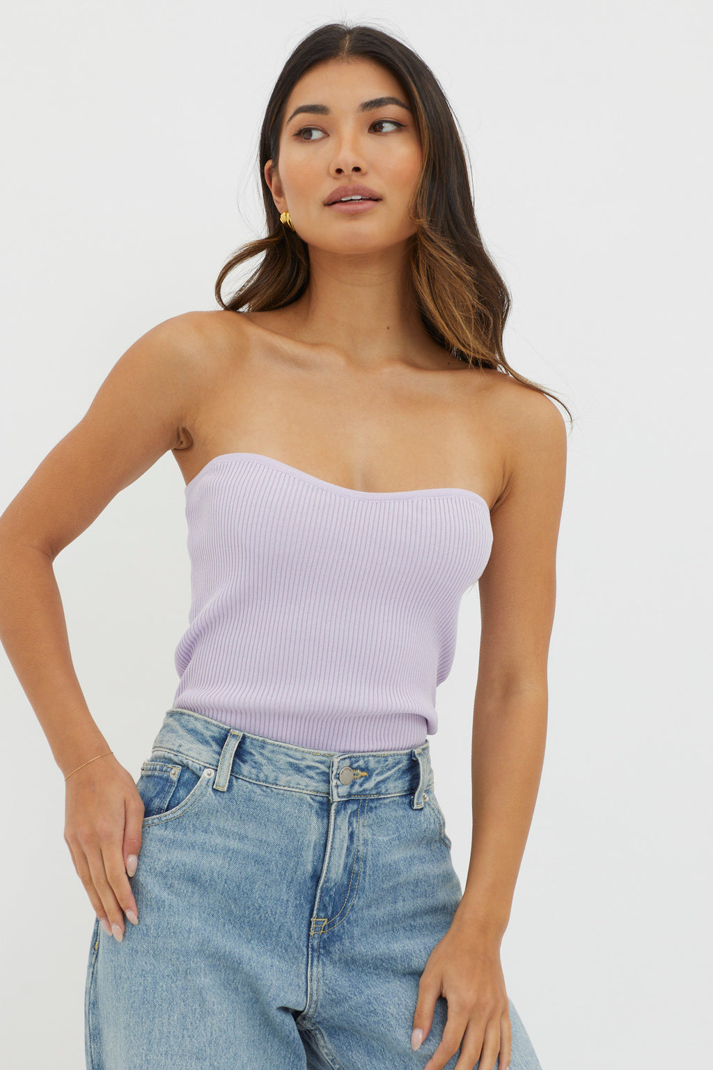 Flora Strapless Knit Top Lilac by Selfie Leslie Australia