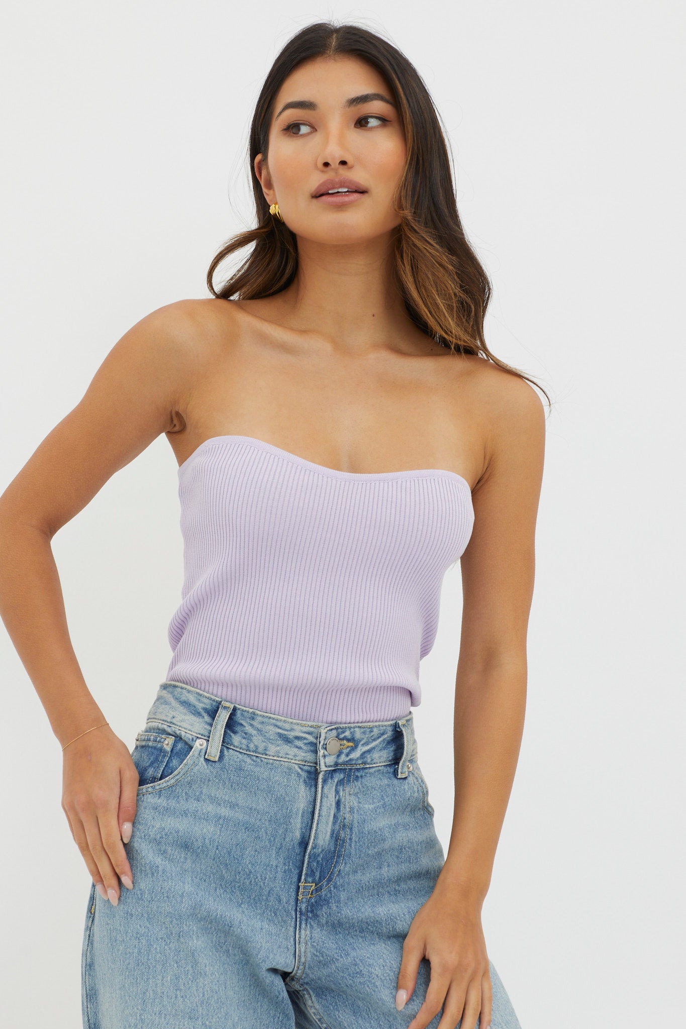 Flora Strapless Knit Top Lilac by Selfie Leslie Australia