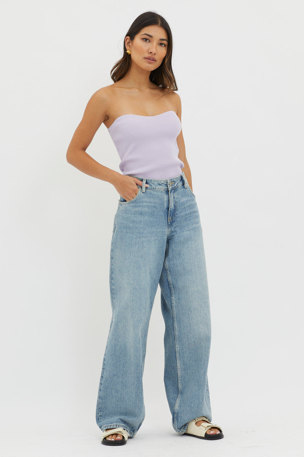 Flora Strapless Knit Top Lilac by Selfie Leslie Australia
