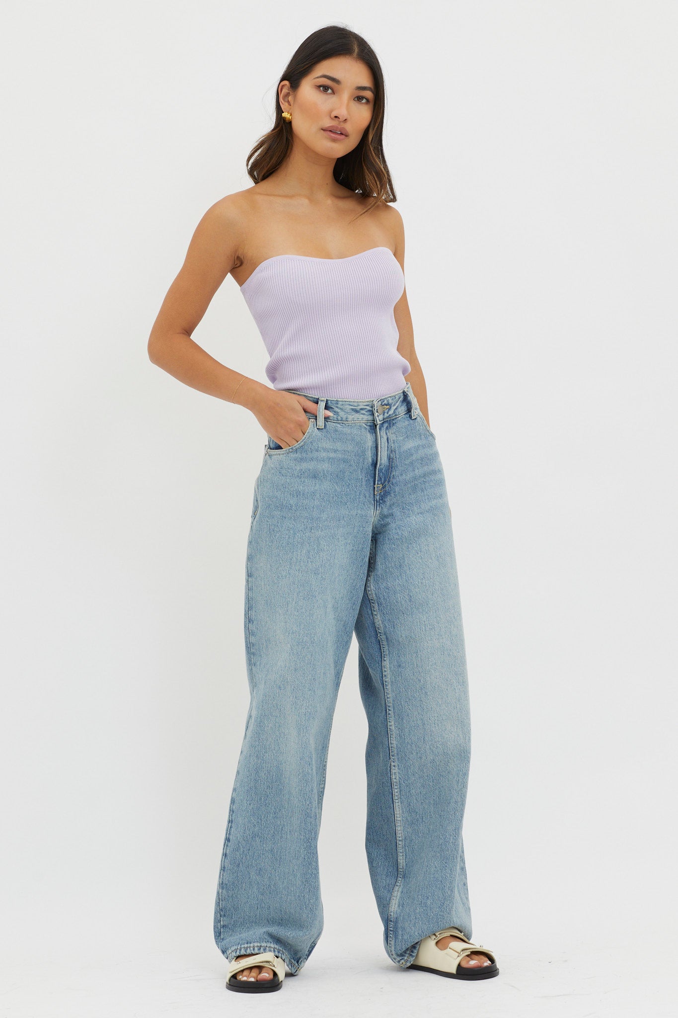 Flora Strapless Knit Top Lilac by Selfie Leslie Australia