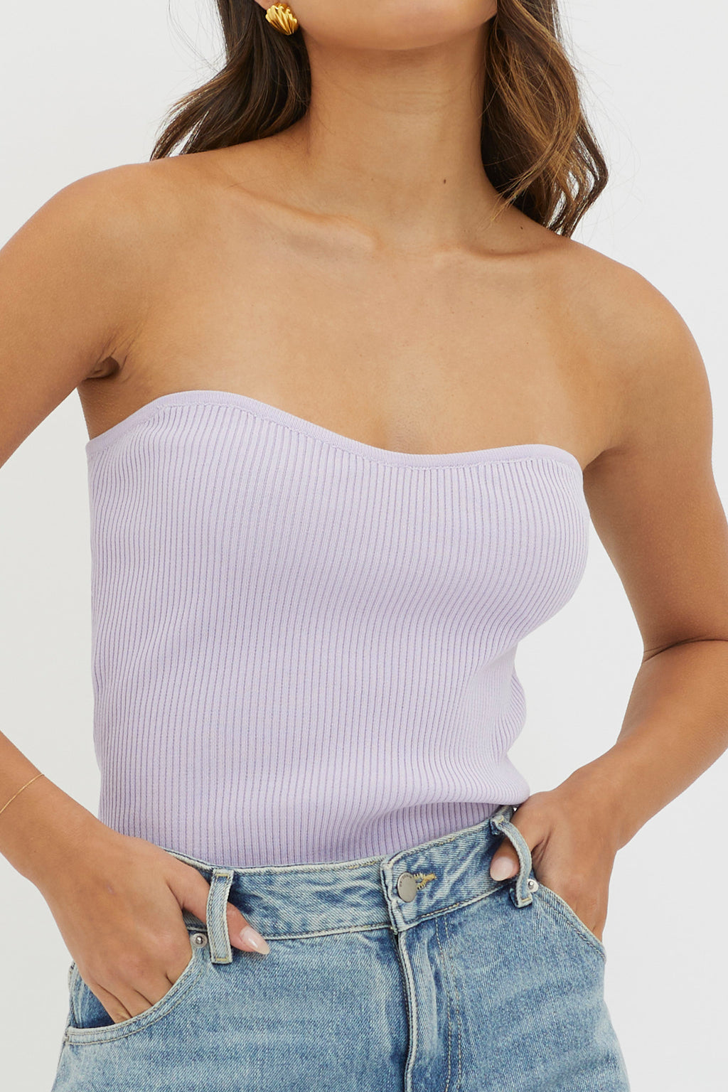 Flora Strapless Knit Top Lilac by Selfie Leslie Australia