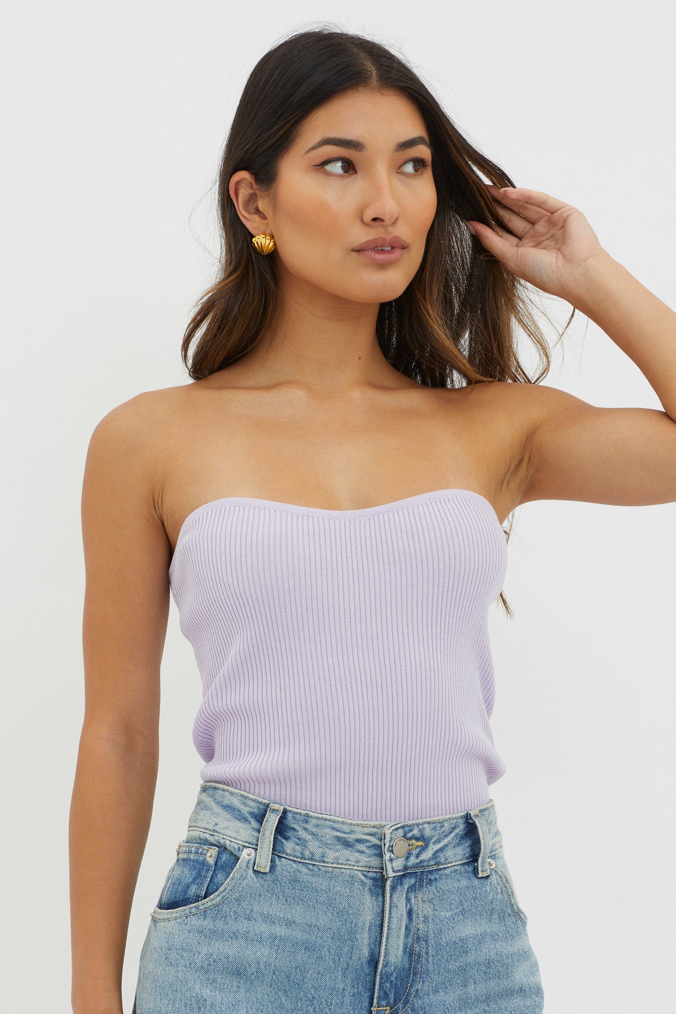 Flora Strapless Knit Top Lilac by Selfie Leslie Australia